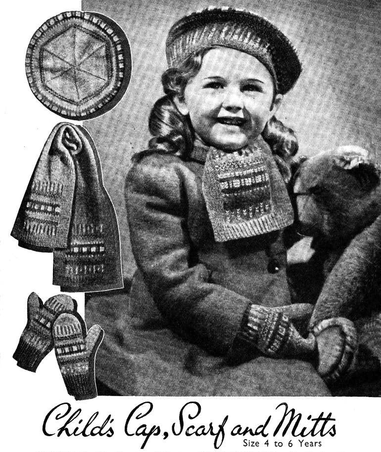 Ladies & Girls Fair Isle Jumper, Cardigan, Hat, Scarf and Gloves Set, Ladies 34" Bust, 3ply, 50s Knitting Pattern, Bestway 78