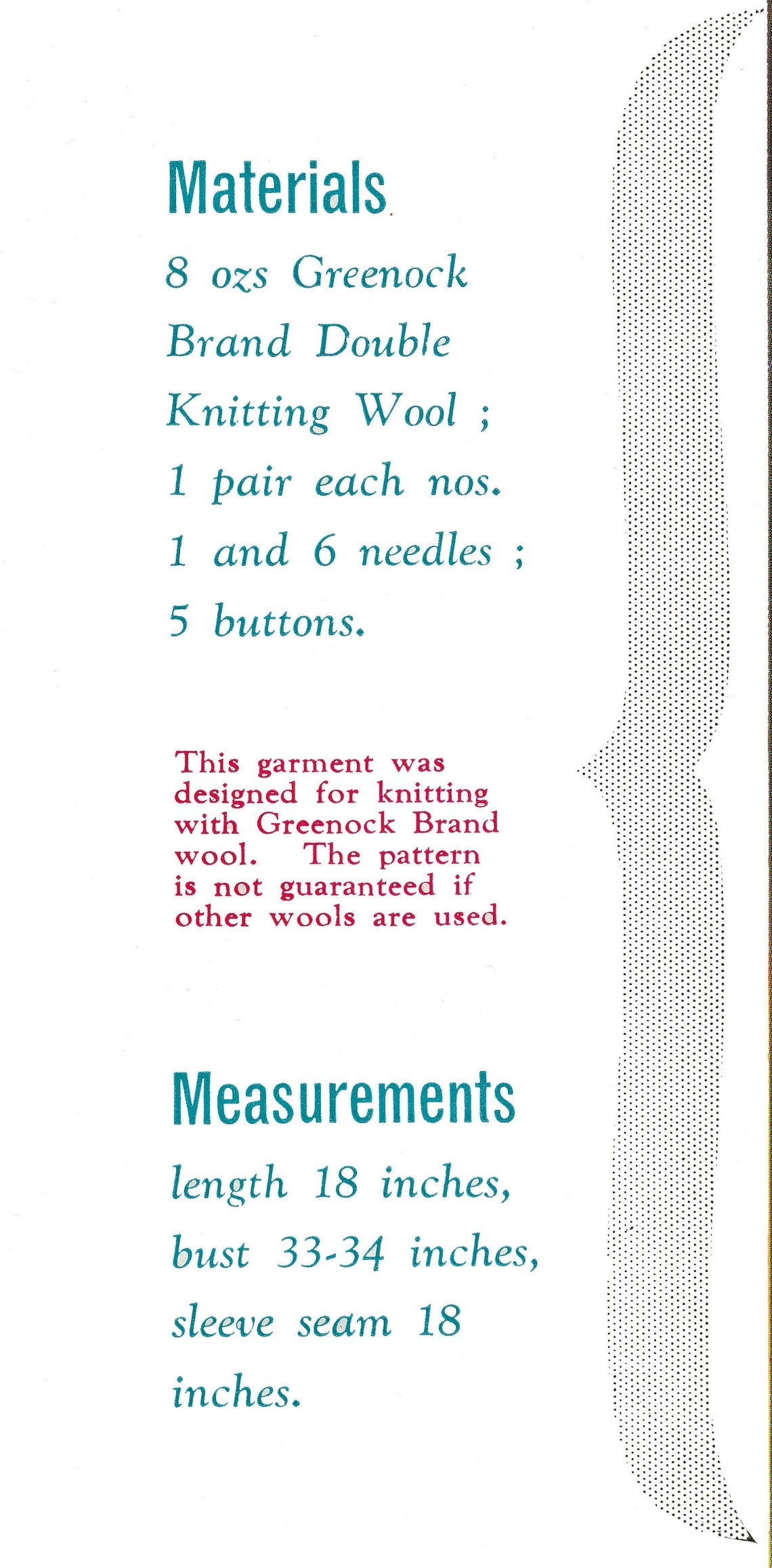 Ladies Cardigan, 33-34"Bust, DK, 50s Knitting Pattern, Greenock BX145