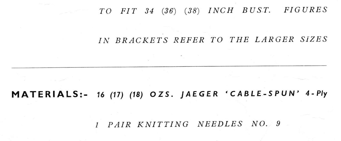 Ladies Sports Sweater / Jumper, 34"-38" Bust, 4ply, 50s Knitting Pattern, Jaeger 3444