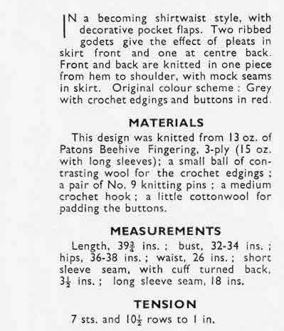 Ladies Kitterd Dress, 32"-34" Bust, 26" Waist, 3ply, 40s Knitting Pattern, Bestway 946