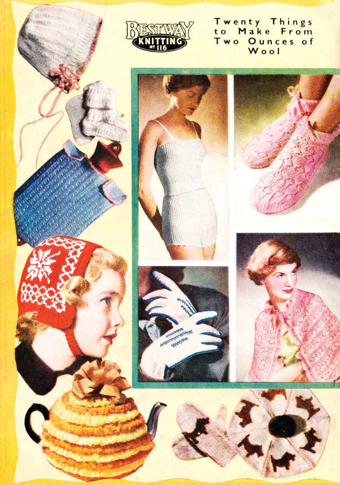 Two Ounce Woollies, Stash Buster, 2ply, 3ply & 4ply, 50s Knitting Pattern, Bestway 116