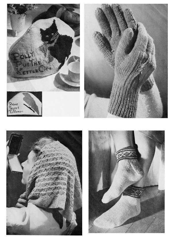 The Odd Ounce, Stash Busting, Hats, Mitts, Scarf, Cushion Cover, Tea Cosy, 2ply, 3ply &4ply, 40s Knitting Pattern, The Odd Ounce