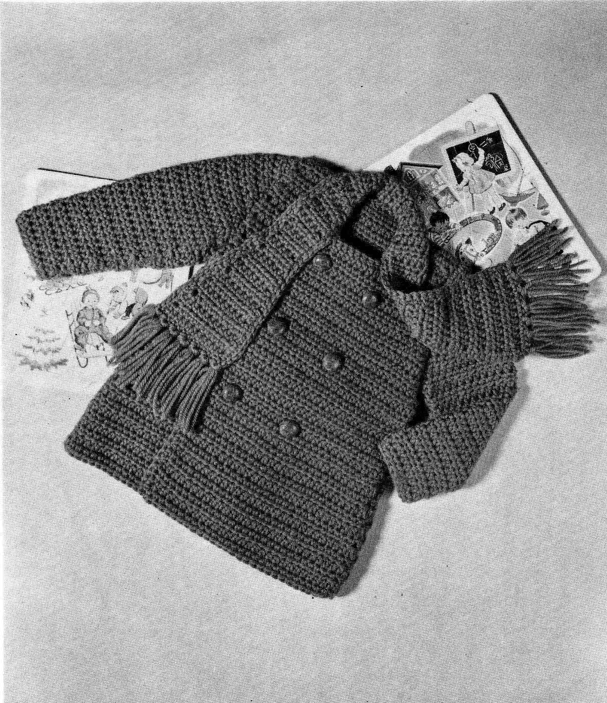 Children's Doublet Coat & Scarf, 20"-26" Chest, Chunky, 70s Crochet Pattern, Patons 2109