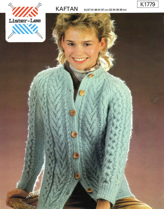 Ladies Jacket / Cardigan, 32"-38" Bust, Aran, 70s Knitting Pattern, Lister 1779