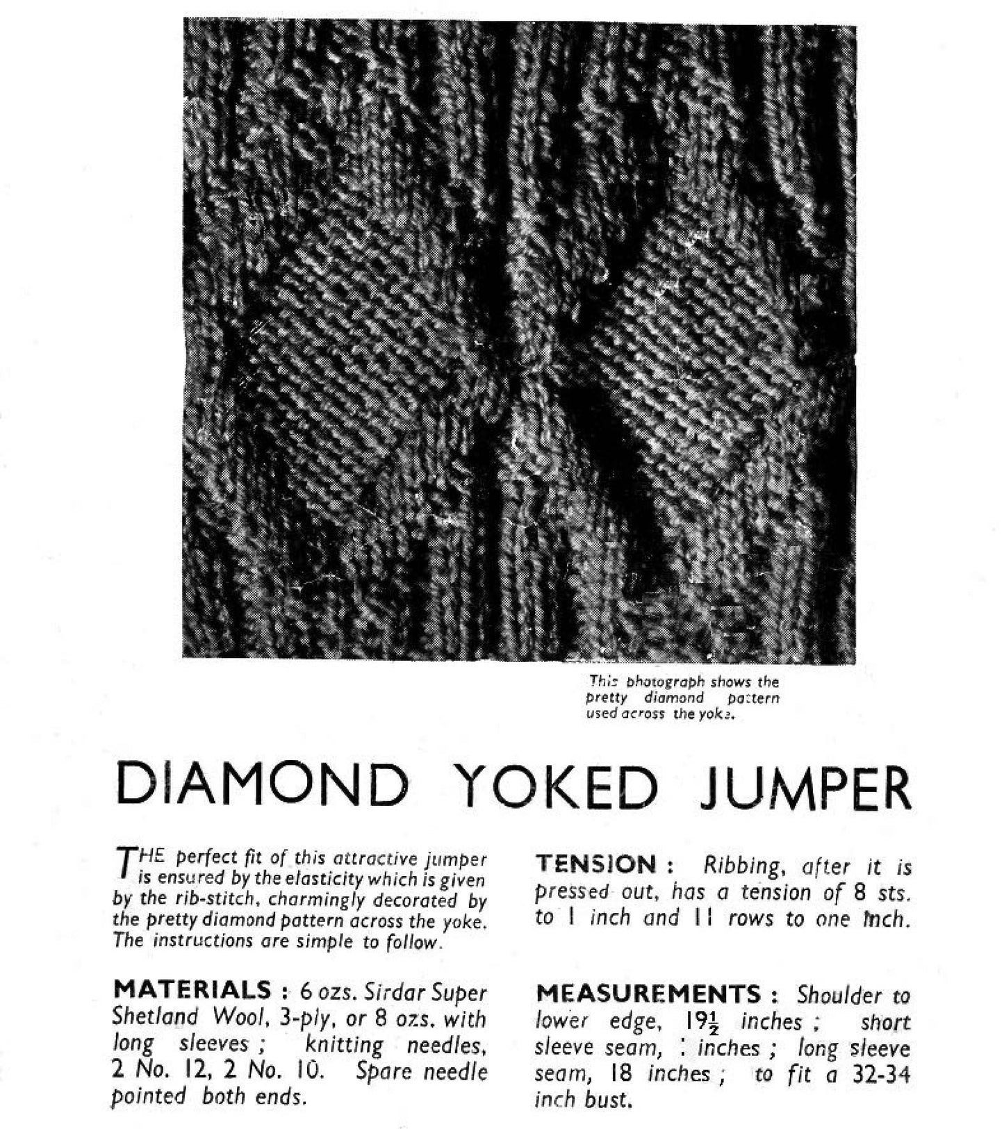 Ladies Jumper, Short and Long Sleeve, 32"-34" Bust, 3ply, 40s Knitting Pattern, Weldons 479