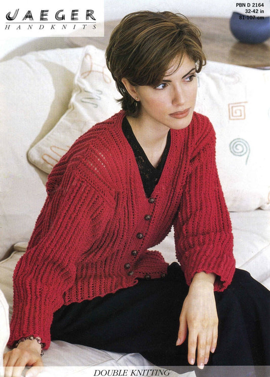 Ladies Cardigan, 32"-42" Bust, DK, 80s Knitting Pattern, Jaeger 2164