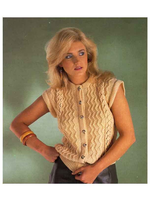 Ladies Lace Look Cardigan, With or Without Sleeves, 30"-38" Bust, DK, 80s Knitting Pattern, Argyll 526