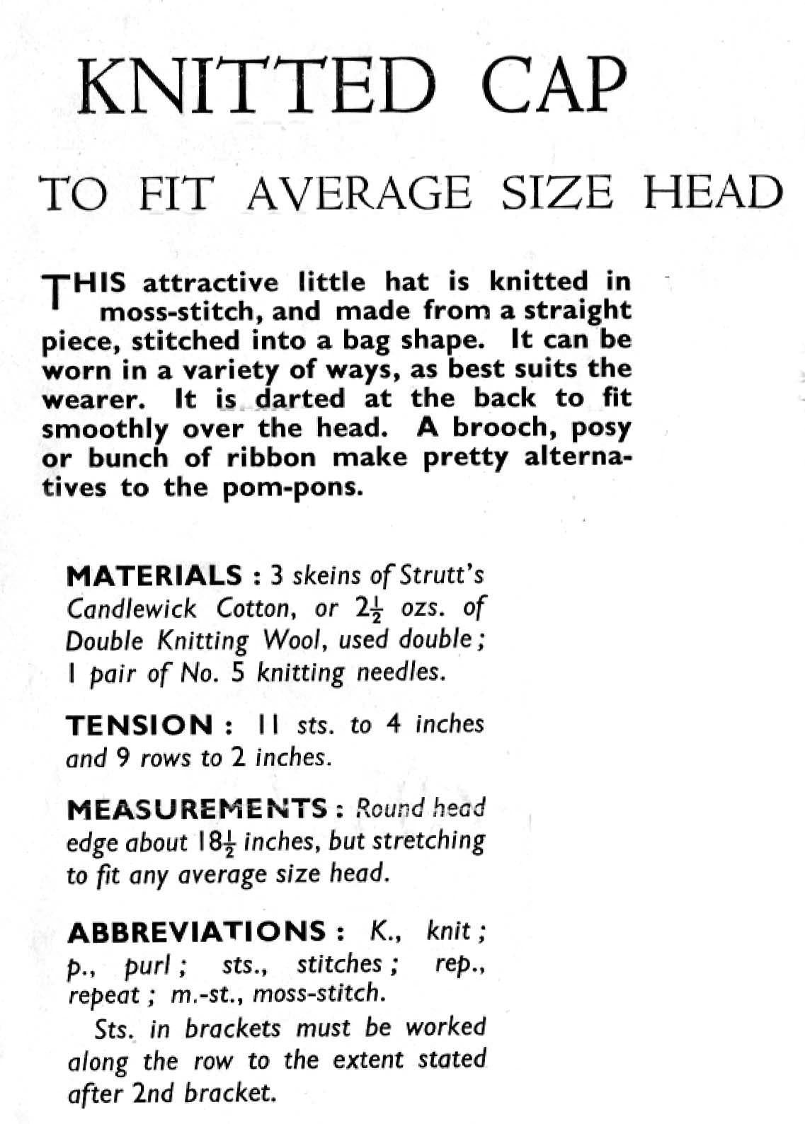 Ladies Knitted Cap / Hat and Crochet Cap / Hat, DK, 40s Knitting Pattern & Crochet Pattern, Bestway 2344