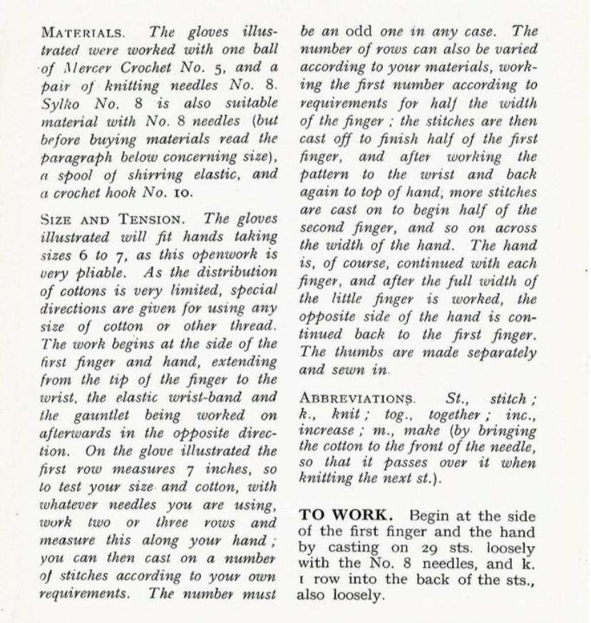 Ladies Openwork Gloves Knitted in Cotton, 40s Knitted Pattern, Bestway 1693