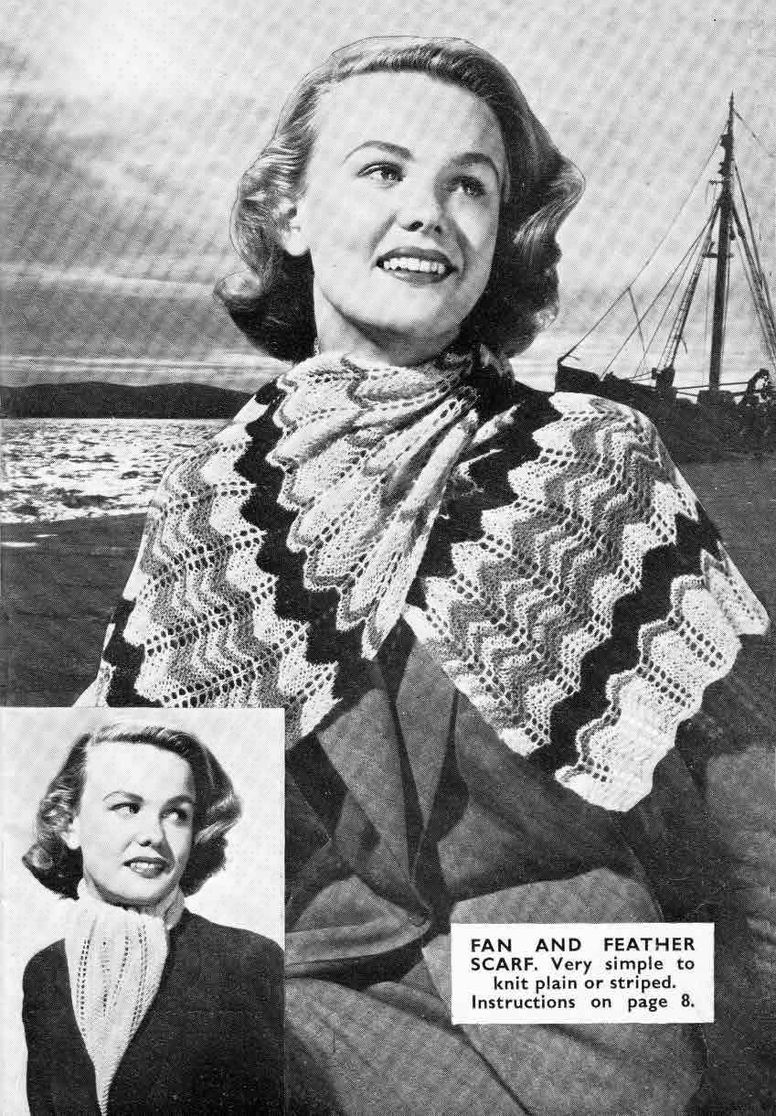 Ladies Shetland, Scarves, Shawl, 2ply & 3ply, 50s Knitting Pattern, Bestway 133