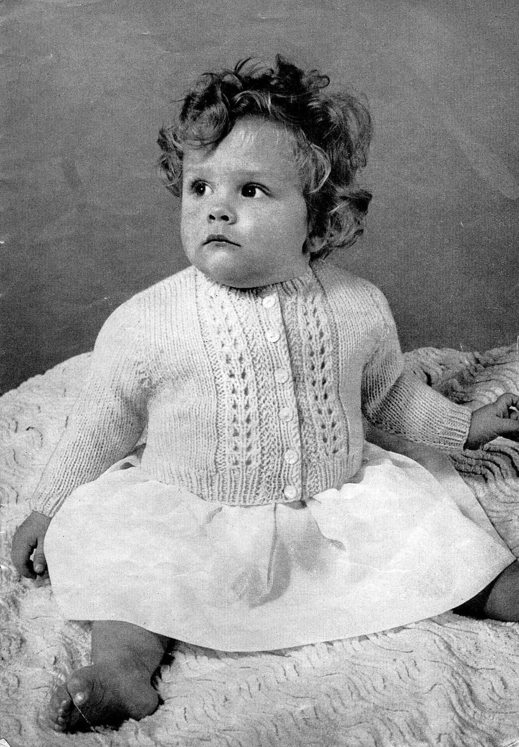 Baby Cardigan in Two Styles, 20"-21" Chest, 4ply, 60s Knitting Pattern, P&B 622