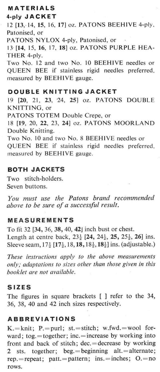 His & Hers Cardigan, 32"-42" Bust / Chest, 4ply and DK, 70s Knitting Pattern, Patons 9112