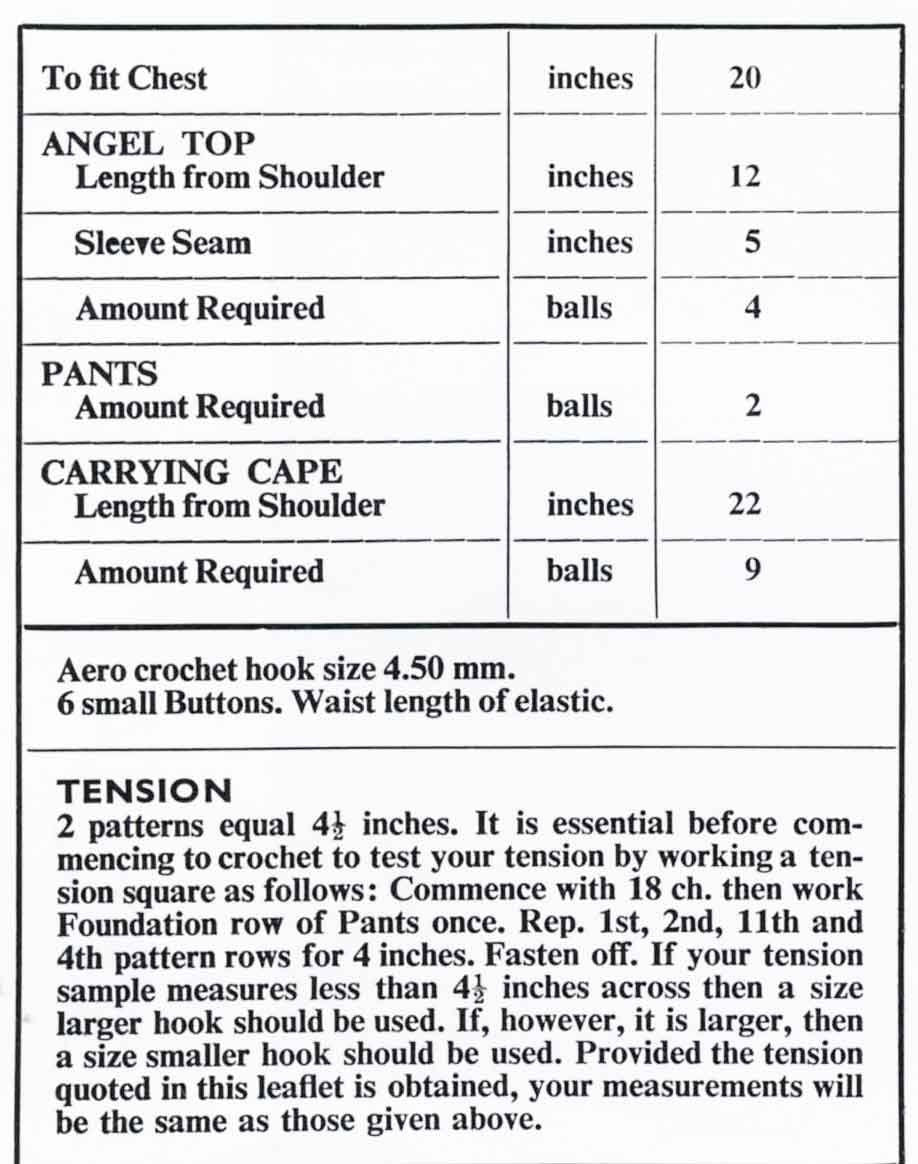Baby Angel Top, Pants and Carrying Cape, DK, 70s Crochet Pattern, Emu 8369