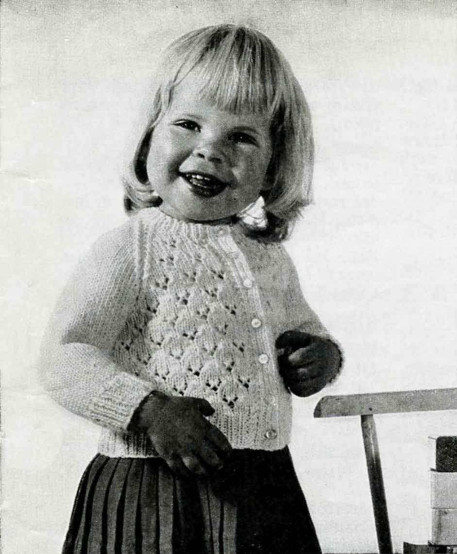 Toddler Cardigan, Jersey / Jumper, 6 months - 2 years, DK, 60s Knitting Pattern, P&B 1278