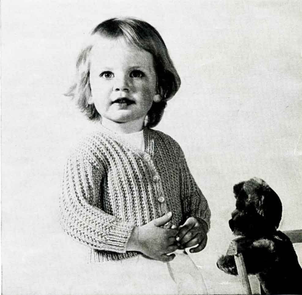 Toddler Cardigan, Jersey / Jumper, 6 months - 2 years, DK, 60s Knitting Pattern, P&B 1278
