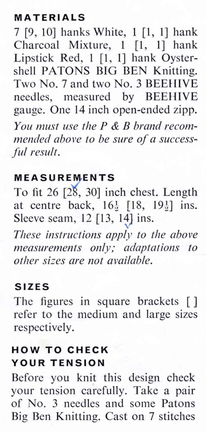Childrens Cardigan/Jacket with Highland Motif, 60s Knitting Pattern, P&B 9005