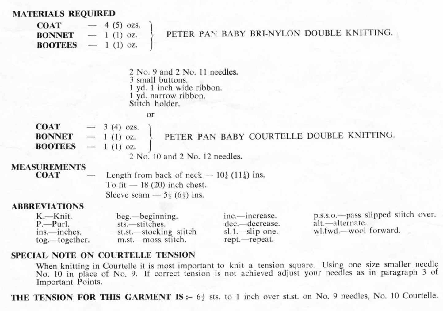 Baby Coat / Cardigan, Bonnet and Bootees, 18"/20" Chest, DK, 70s Knitting Pattern, Wendy 54