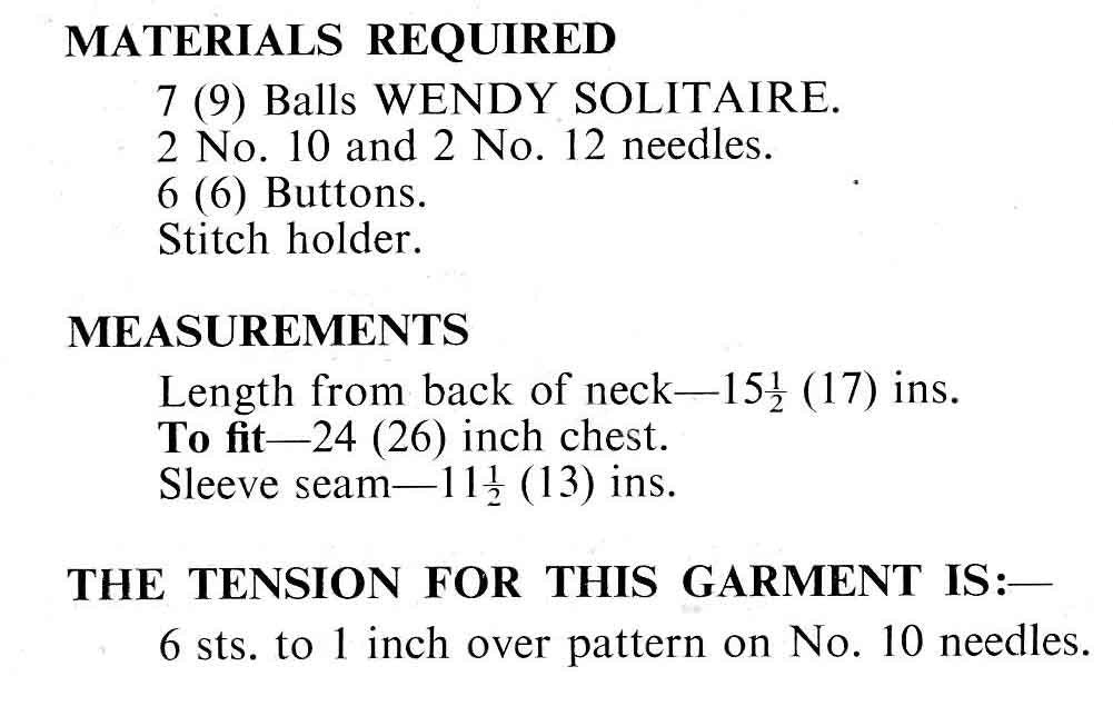 Girl's Cardigan, 24" & 26" Chest, DK, 60s Knitting Pattern, Wendy 668