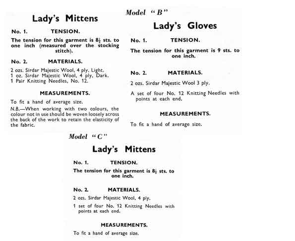 Ladies Mitts and Gloves, 3ply and 4ply, 60s Knitting Pattern, Sirdar 7337