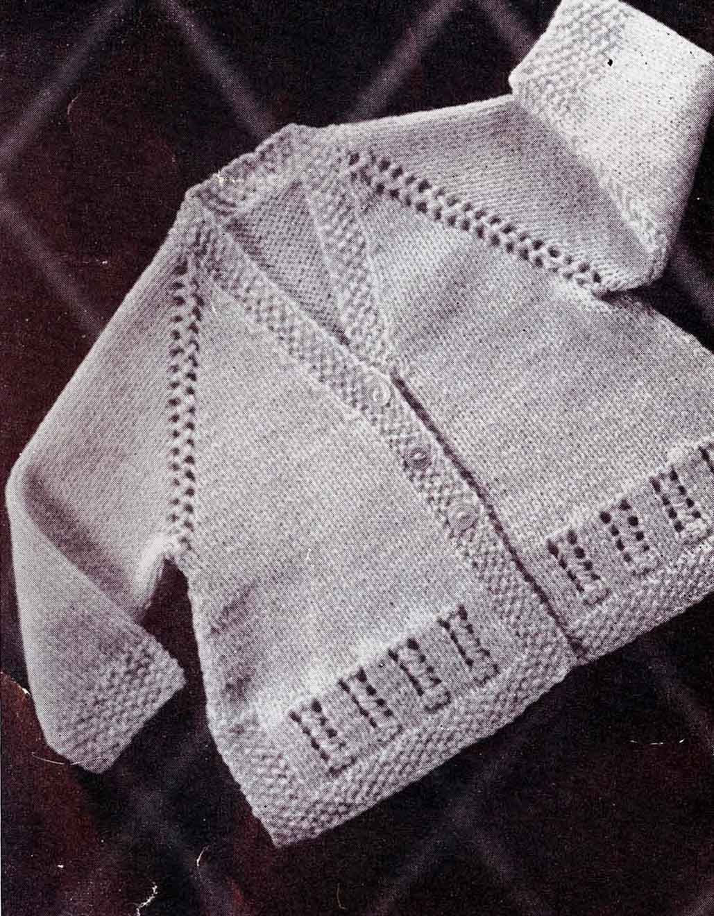 Baby Matinee Coat / Cardigan 3 Styles, 1-6 months, Quickerknit / Baby Wool, 50s Knitting Pattern, P&B 575