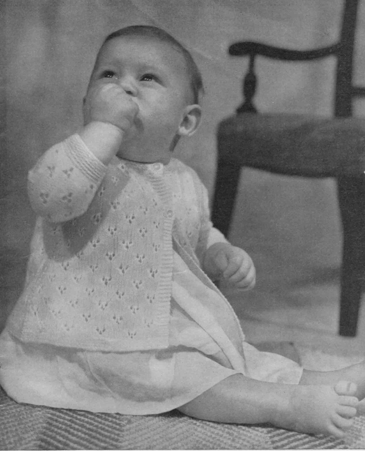 Baby Matinee Coat in 3 Style's, 1-9 months, Baby Wool, 50s Knitting Pattern, P&B 363
