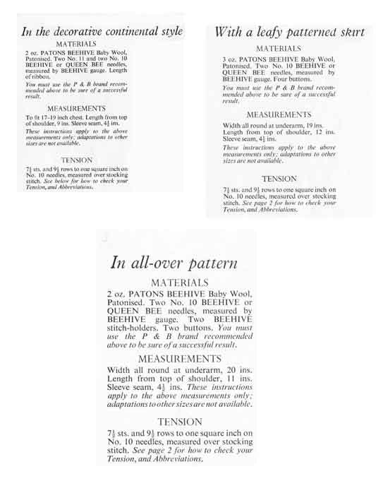 Baby Matinee Coat in 3 Style's, 1-9 months, Baby Wool, 50s Knitting Pattern, P&B 363