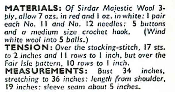 Ladies Jumper with Fair Isle Yoke, 34"/36" Bust, 3ply, 50s Knitting Pattern, Weldons 749