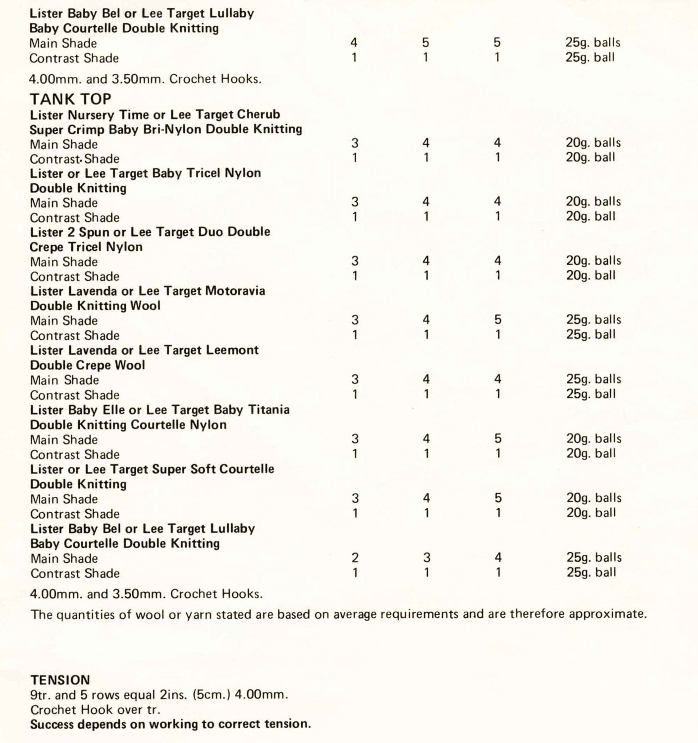 Children's Sweater and Tank Top, 18" - 22" Chest, DK, 70s Crochet Pattern, Lee Target 542