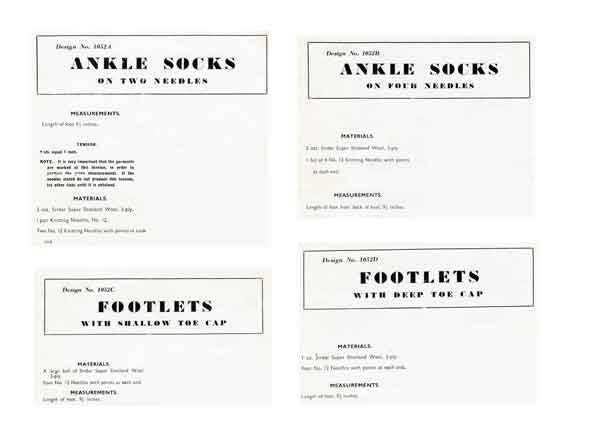 Ladies Ankle Socks and Footlets, 3ply, 50s Knitting Pattern, Sirdar 1052