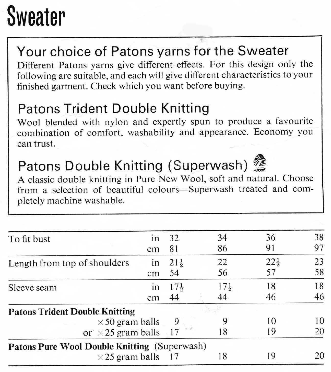 Ladies Poncho and Matching Sweater, / Jumper, Super Chunky, 32"-38" Bust, 80s Knitting Pattern, Patons 1374