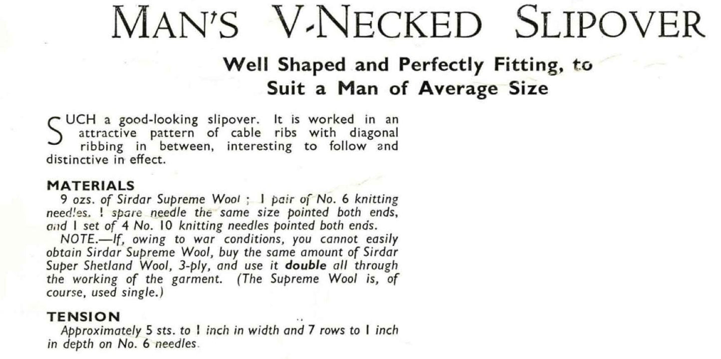 Men's V and Round Neck Slipover / Sleeveless Jumper, 37"-41" Chest, 3ply, 40s Knitting Pattern, Bestway 127