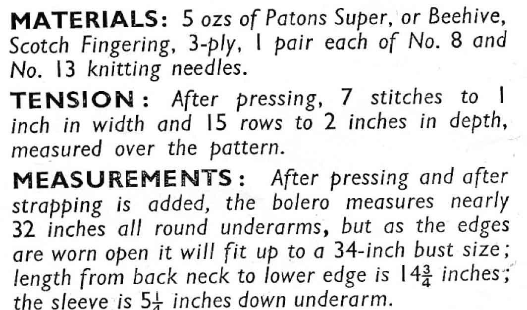 Ladies Lovely Lacy Bolero, 32"-34" Bust, 3ply, 40s Knitting Pattern, Bestway 554