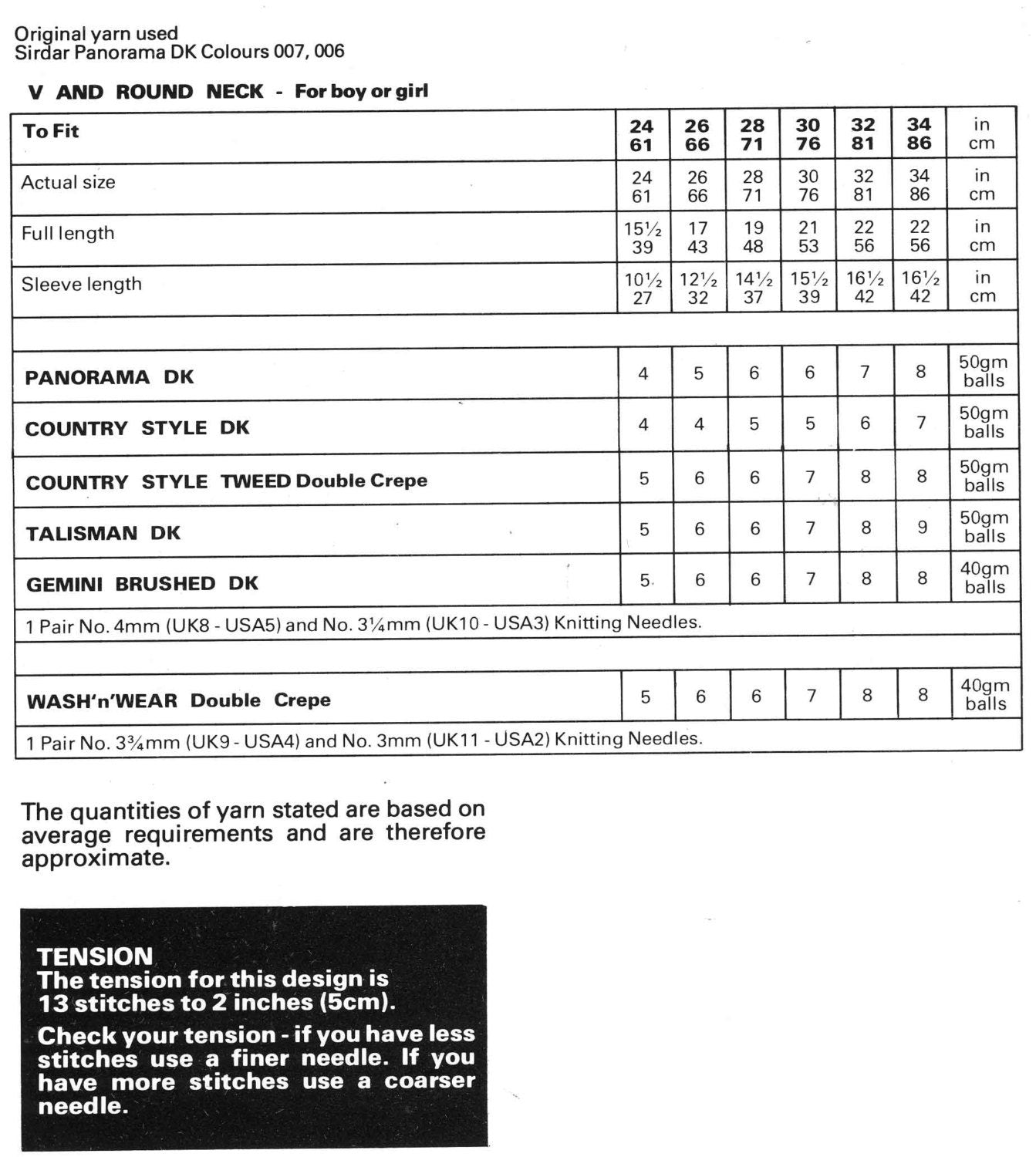 Boys or Girls Sweater / Jumper in V and Round Neck, 24"-34" Chest, DK, 80s Knitting Pattern, Sirdar 4417