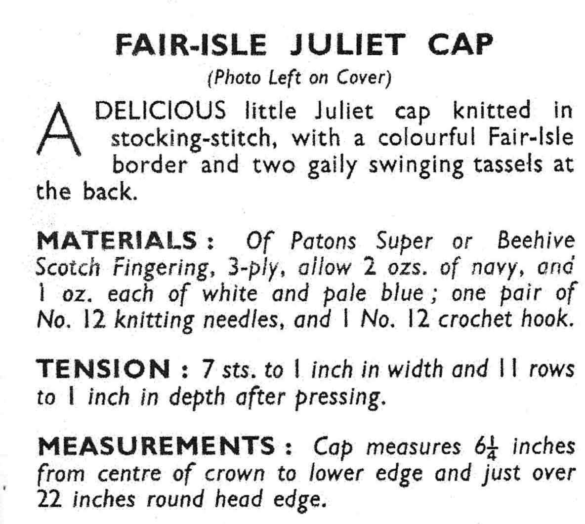 Ladies Pretty Caps / Hats in Three Styles, 3ply & 4ply, 40s Knitting and Crochet Pattern, Bestway 542