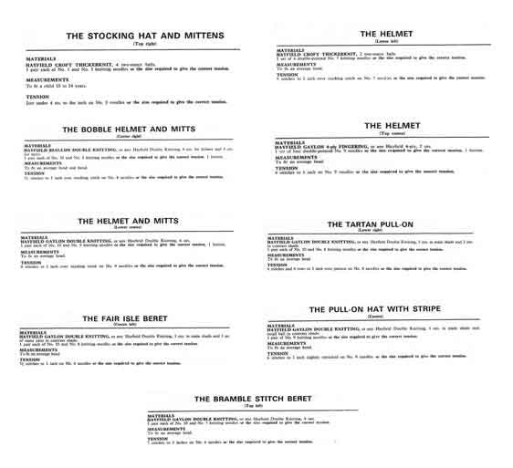 Children's Hat, Helmet, and Mitts, DK & 4ply, 70s Knitting Pattern, Hayfield 12