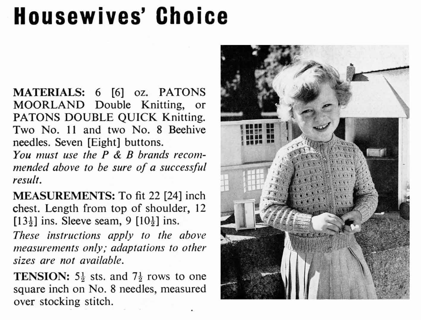 Boy and Girl Cardigan and Jumper, 3-6 years, DK, 50s Knitting Pattern, P&B 711