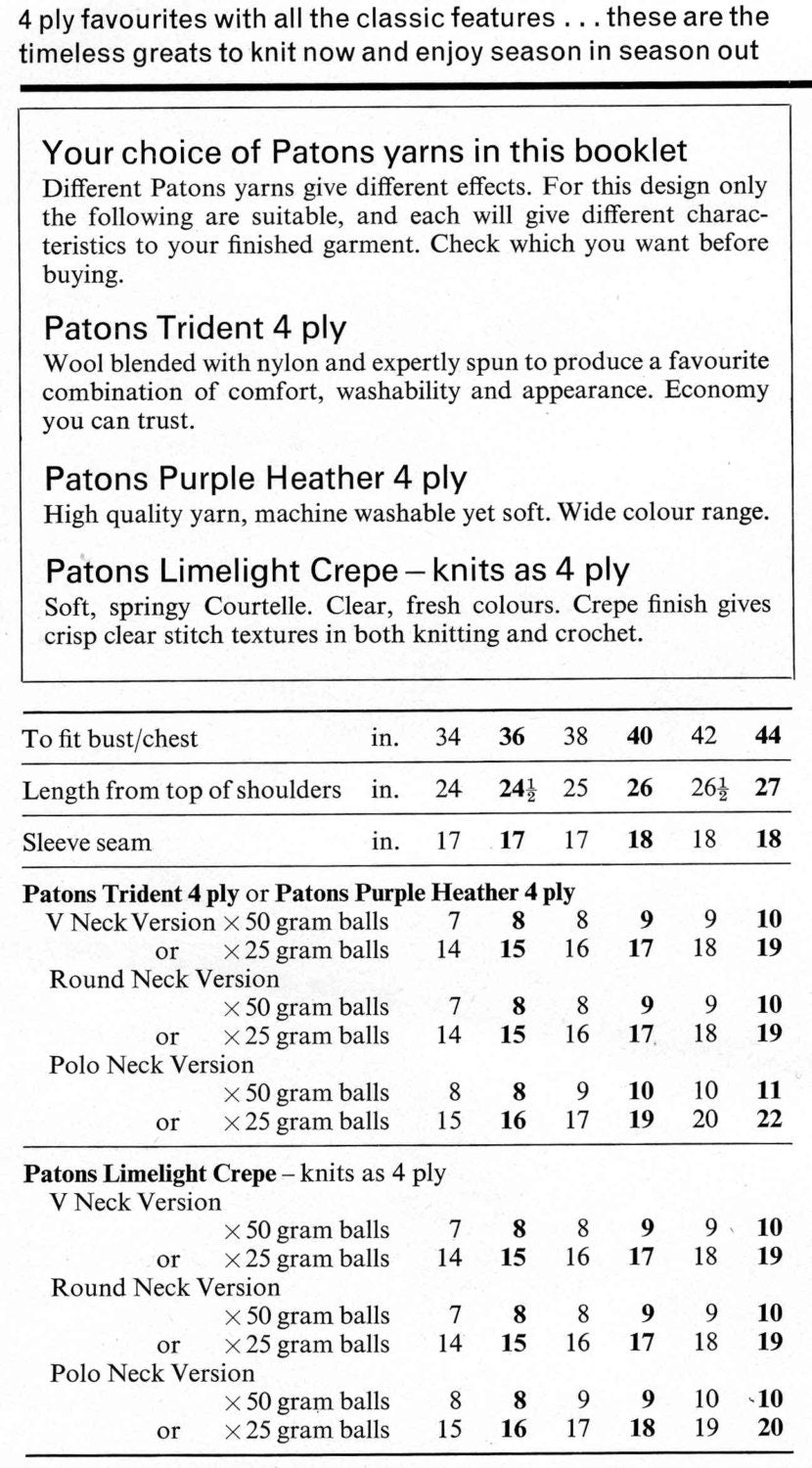 Mens and Ladies Jumper, 36"-46" Chest / Bust, 4ply, 60s Knitting Pattern, Patons 1164