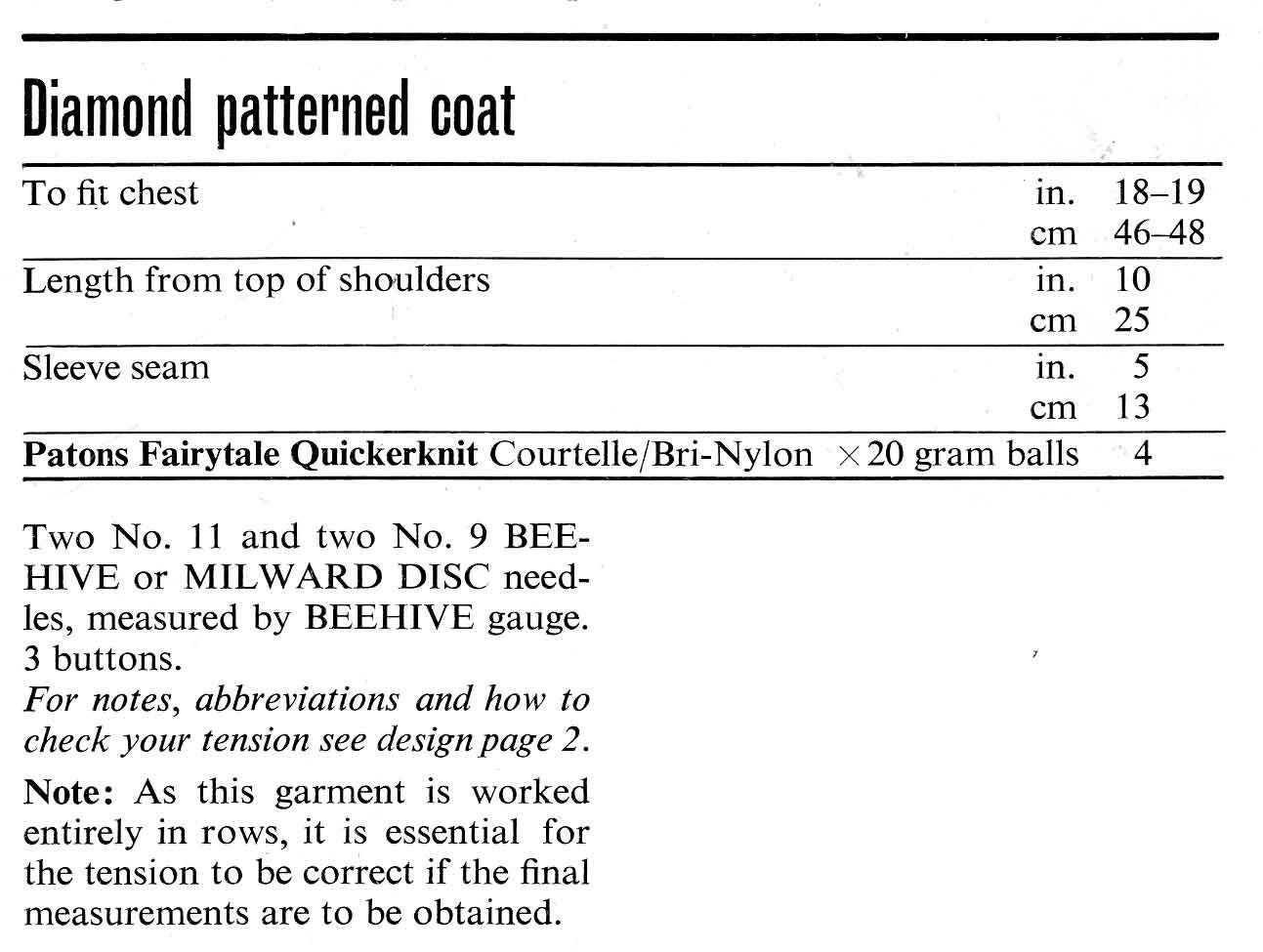 Baby Coat / Cardigan in 2 Styles, Cable and Diamond, 4ply, 18"-19" Chest, 80s Knitting Pattern, Patons 1201