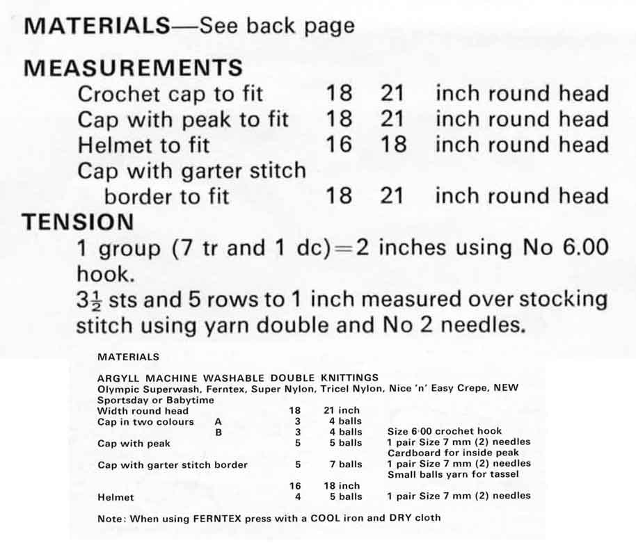 Ladies, Girl's and Baby Caps, Hats and Helmets, DK, 80s Crochet Pattern & Knitting Pattern, Argyll 791
