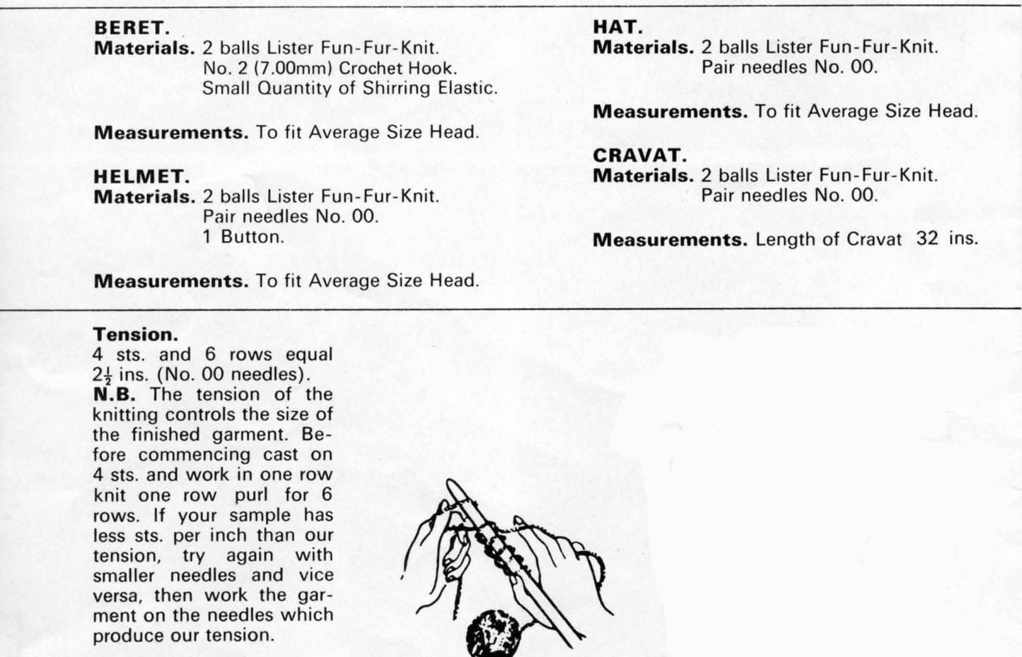 Ladies Beret, Helmet, Hat, 70s Knitting Pattern, Lister 2009
