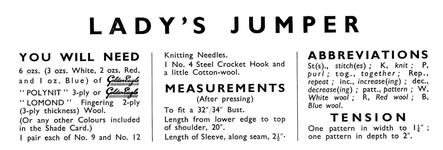 Ladies Cardigan, 32'-34" Bust, 3ply, 50s Knitting Pattern, Golden Eagle 911