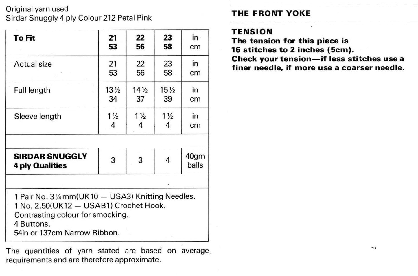 Baby Toddler Dress, 21", 22", 23" Chest, 4ply, 80s Knitting Pattern, Sirdar 3305