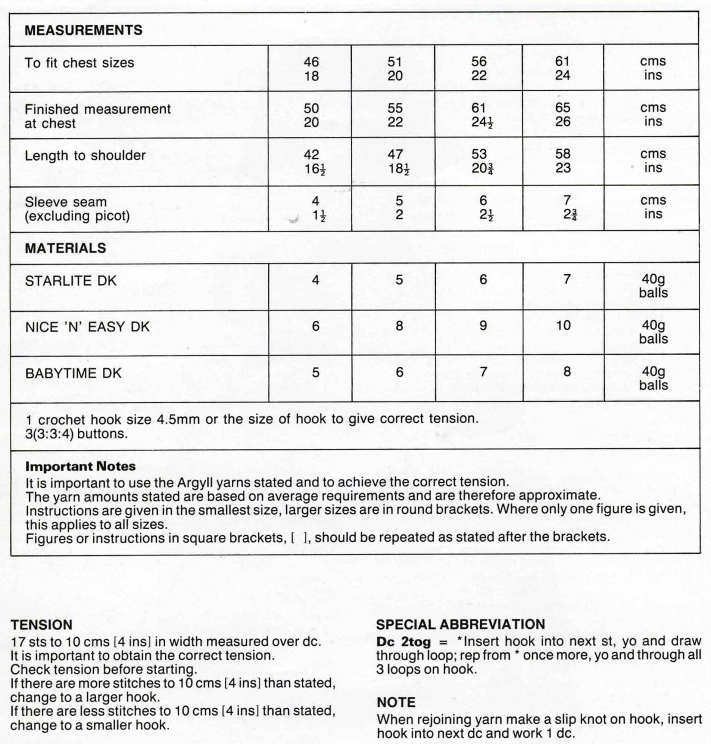 Girls Dress, 18"-24" Chest, DK, 80s Crochet Pattern, Argyll 291