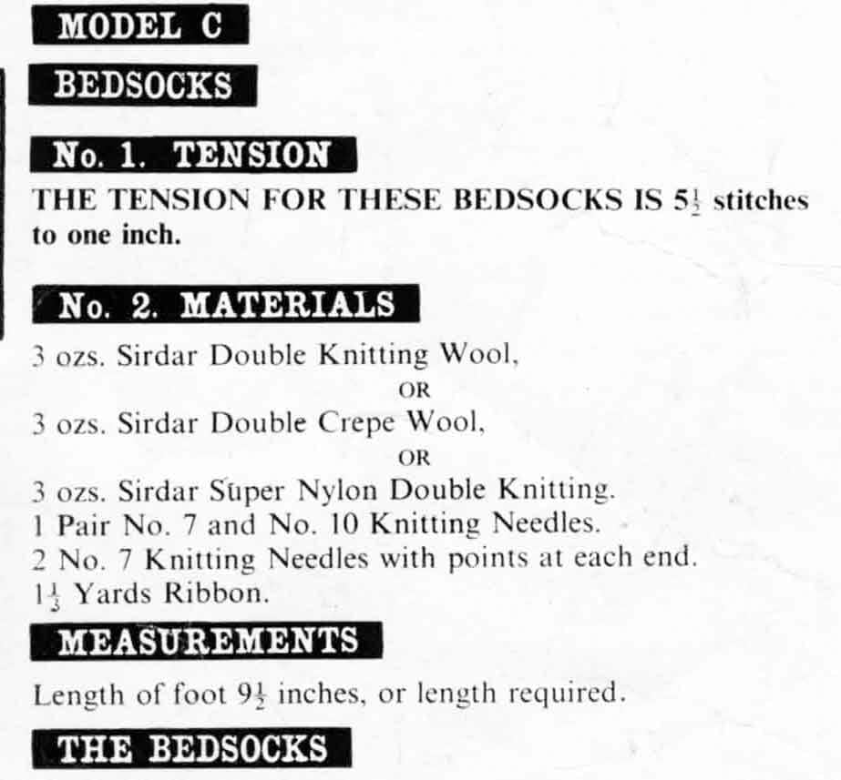 Bedroom Slippers and Bedsocks, 4ply & DK, 60s Knitting Pattern, Sirdar 2233