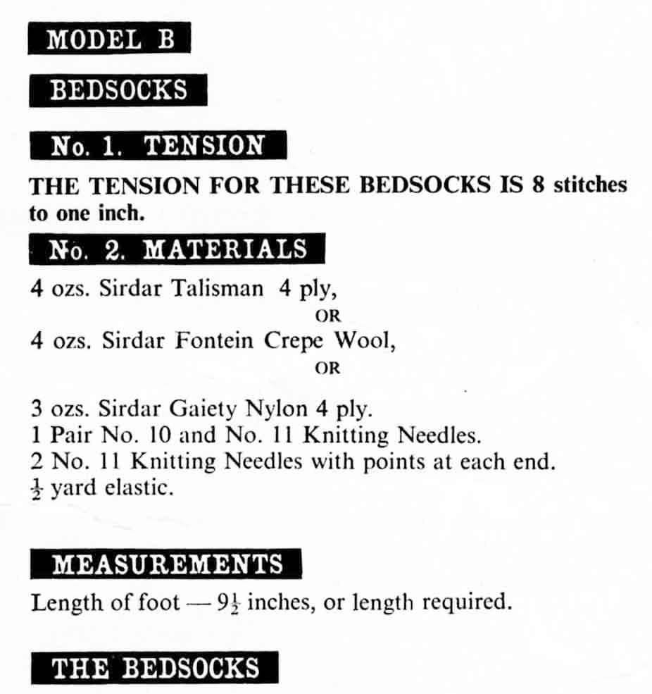 Bedroom Slippers and Bedsocks, 4ply & DK, 60s Knitting Pattern, Sirdar 2233