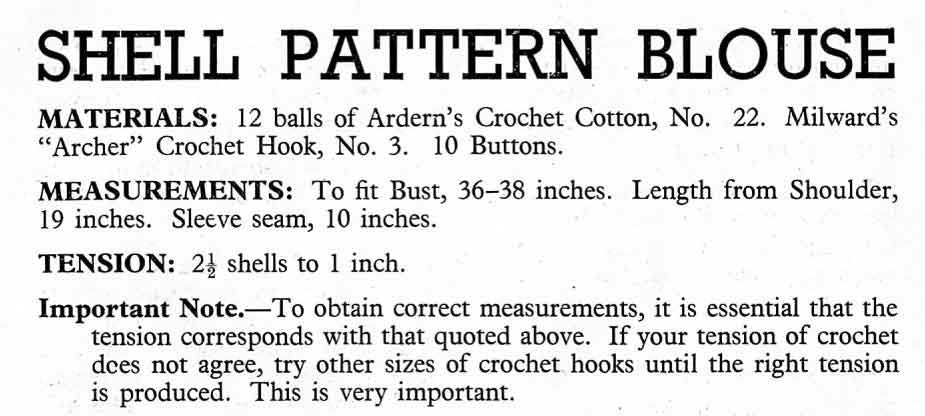 Ladies Blouse, 36"-38" Bust, 50s Crochet Pattern, Shell 4615