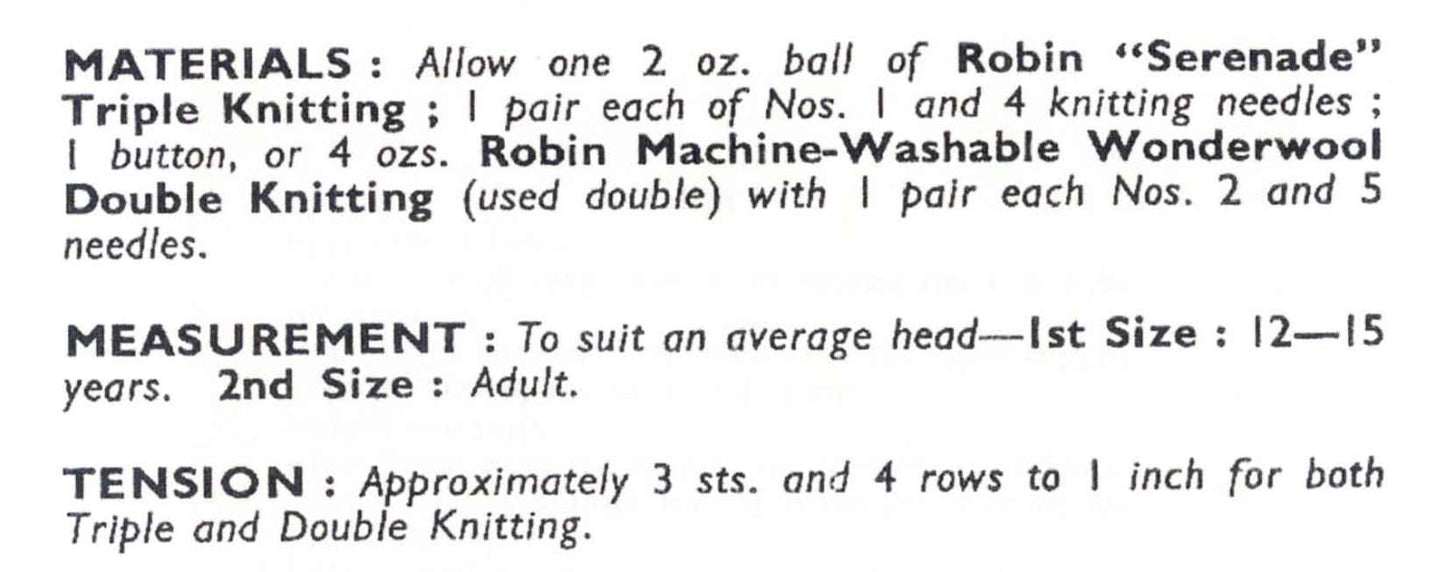 Ladies and Girls 12-15 years, Helmet, DK, Knitted with a Crochet Look, 60s Knitting Pattern, Bestway 4007