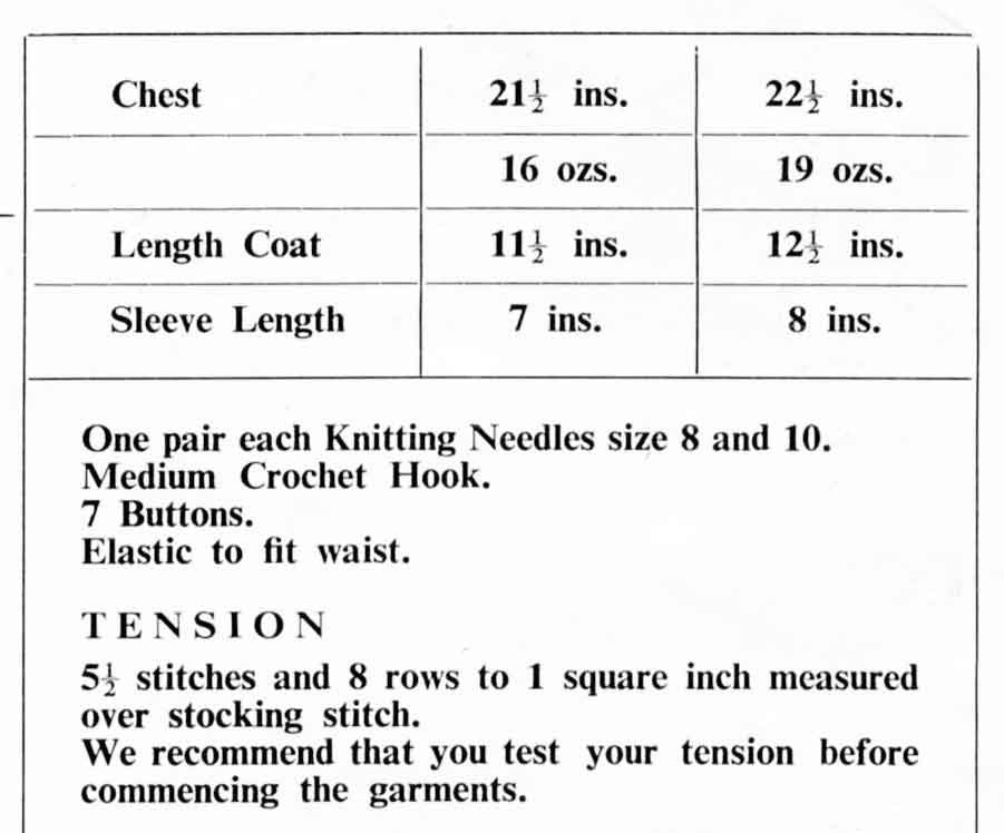 Baby Pram Set, Coat, Leggings, Hat, Mitts, 1-2 years, DK, 60s Knitting Pattern, Emu 949