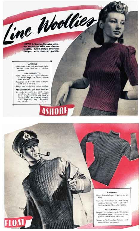 Ladies Jumper, 33"-35" Bust, 3ply, & Men's Fishermans Jumper, 38", 4ply, 40s Knitting Pattern, Dale Stratford DS2