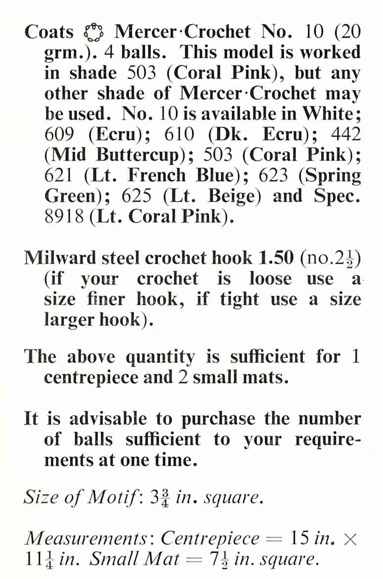 Motif Cheval / Dressing Table Set, 70s Crochet Pattern, Coats 945